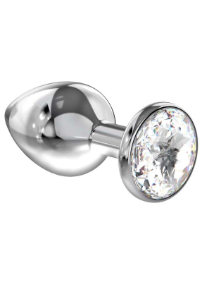 Металлическая анальная пробка с белым кристаллом Butt Plug от Alive 7 * 3.4 см (M)